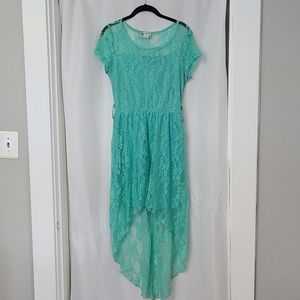 Mint green, High-Low, Lace Dress